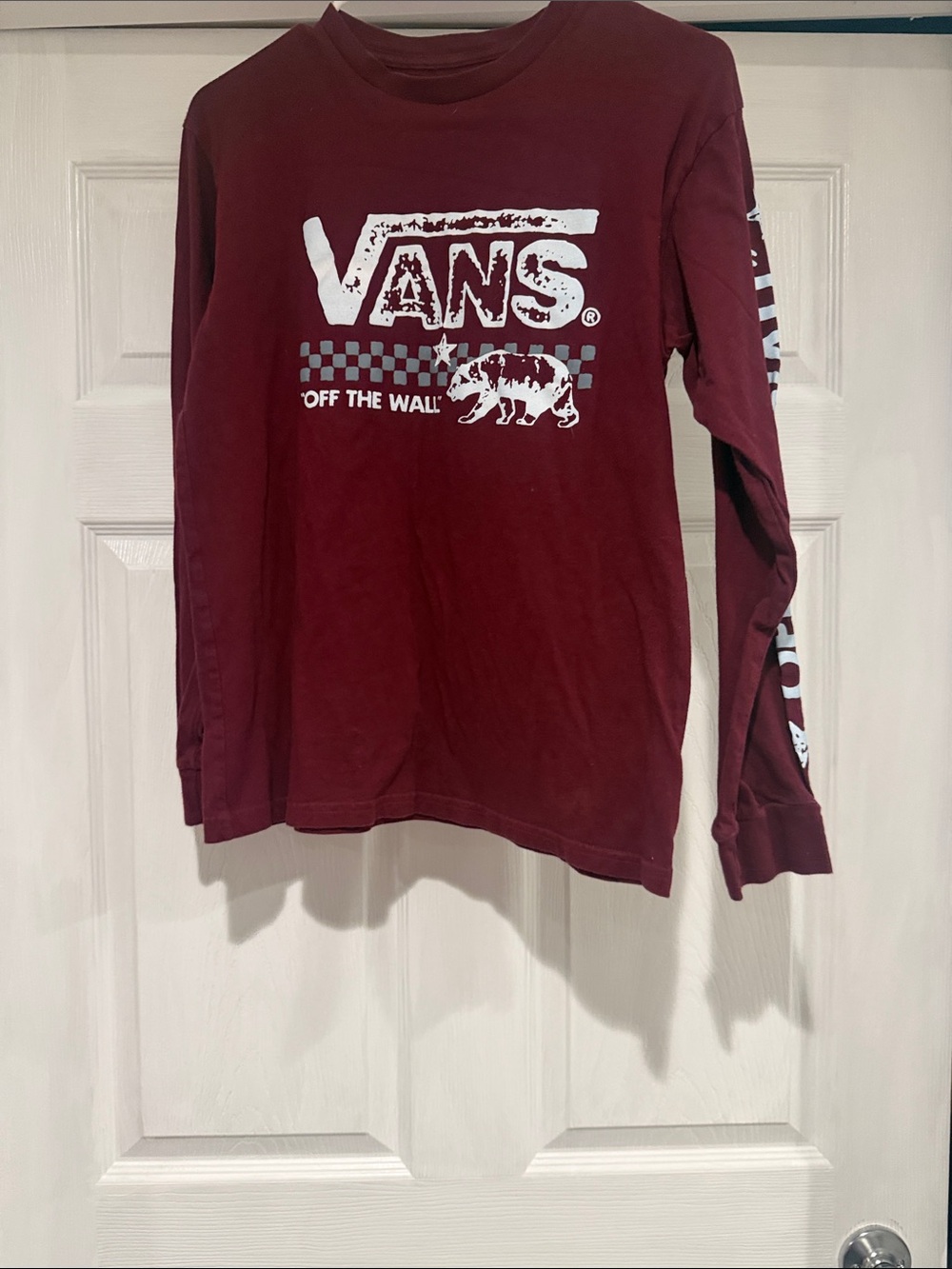 Vans Burgundy Long Sleeve Tee with White Logo